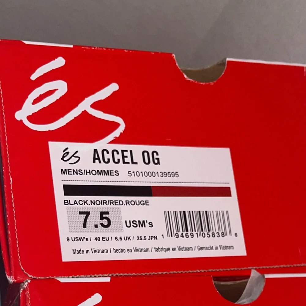ES ACCEL OG retro black and red all leather chunky skateboarding shoes - Picture 11 of 11